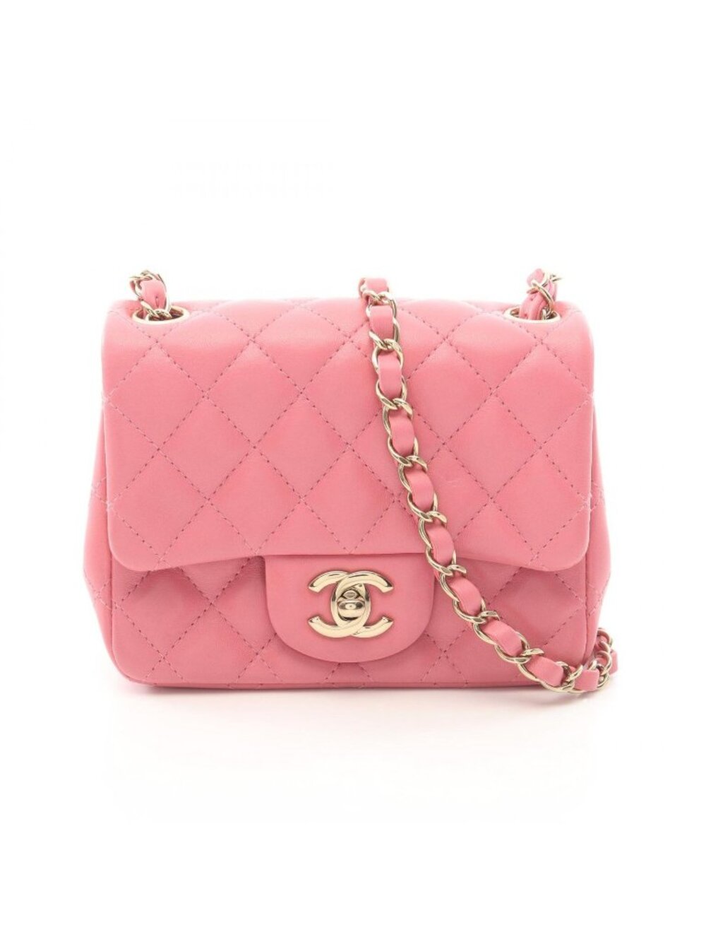 Chanel Shoulder Bag Mini Quilted Pink Lambskin Chain